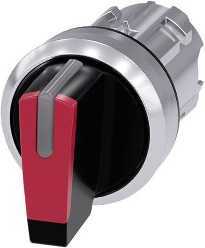 Siemens Knebelschalter 3SU1052-2BP20-0AA0 mit Metall-Frontring in Hochglanz, beleuchtbar, Farben: Silber, Rot, Schwarz - Bild 1