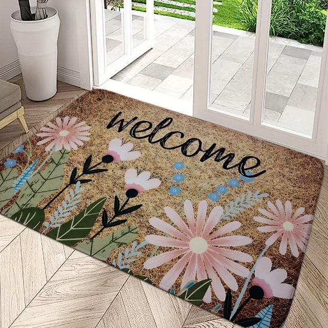 Rutschfeste Fußmatte Lodestar mit Brief und Blumen Motiv in Multicolour, B/B: 40 x 60 cm - Bild 1