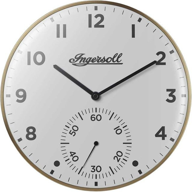 Ingersoll IC003GW Wanduhr im Retro-Look mit kleiner Sekunde, Weiß, Durchmesser: 30 cm - Bild 1