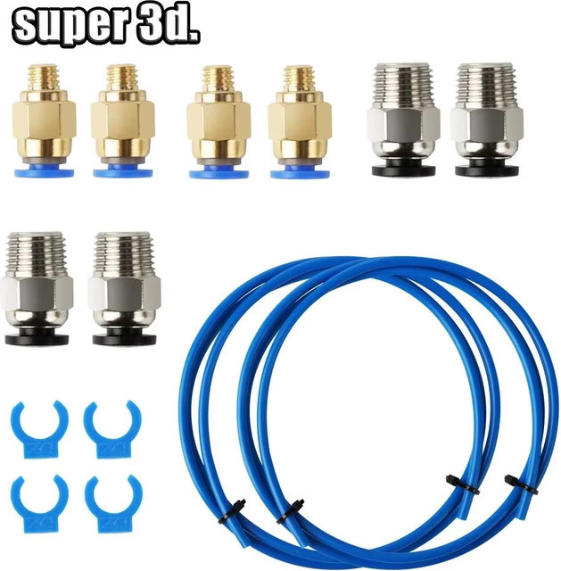 Creality Bowden-PTFE-Schlauch in Blau für 1,75 mm Filament mit PC4-M6 und PC4-M10 Armaturen sowie Rohrschneider für Ender 3, CR-10 und CR-10S FDM Drucker - Bild 1