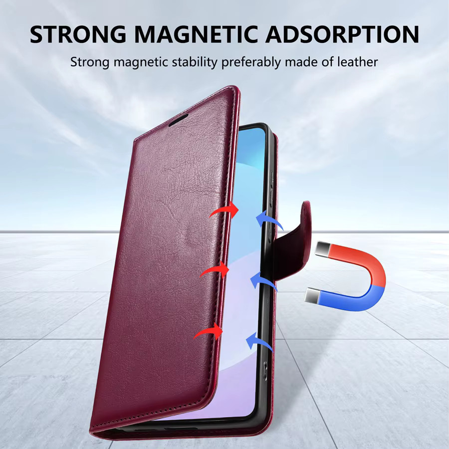Lederne Brieftaschenhülle mit Kartenfach und Magnetverschluss für Xiaomi Poco X8 Pro C85 X7 C75 M8 M7 Pro C65 X6 Redmi 15C Note 15 Pro+ in Schwarz - Bild 3