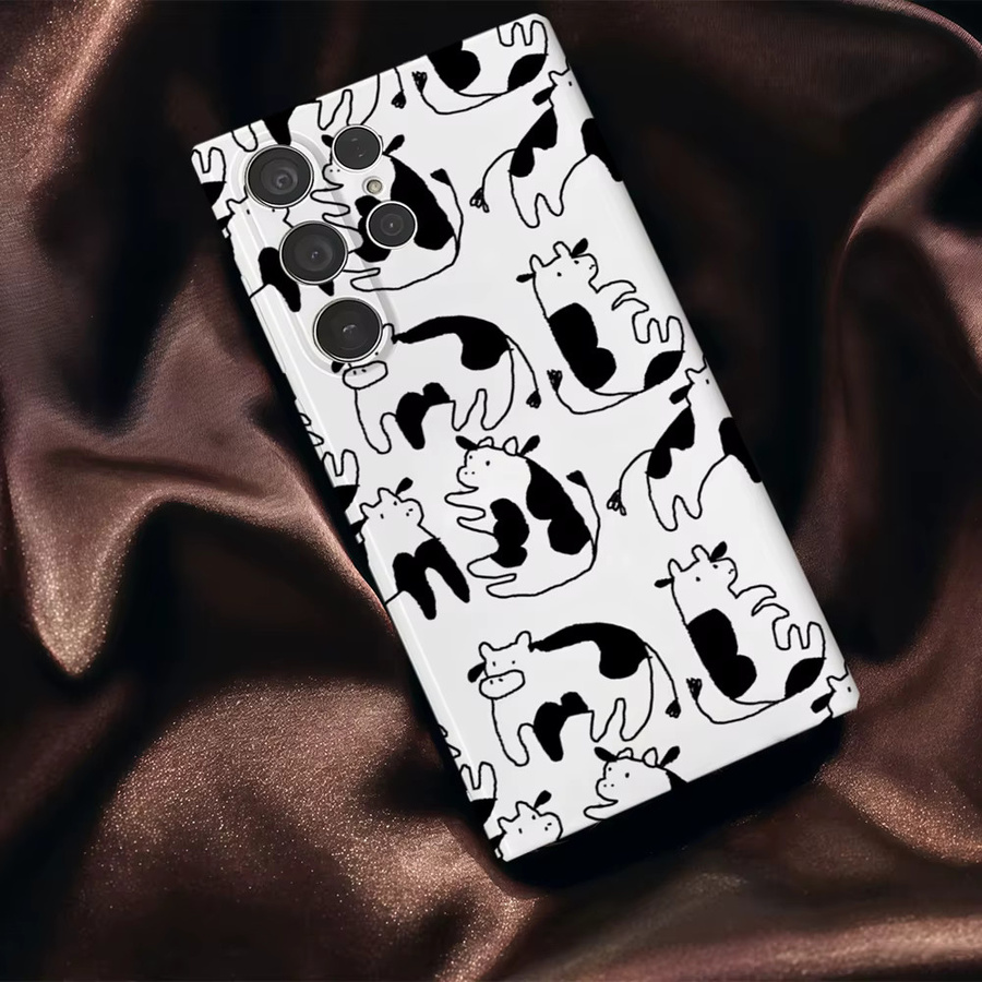 Süße Kuh Handyhülle für Samsung Galaxy S25 S24 S23 Ultra Plus A35 A105 in Weiß mit glänzendem HD Hard Cover Design - Bild 5