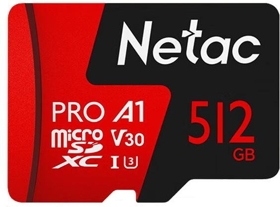 Netac Micro SD Speicherkarte 512GB mit SD-Adapter und Kartenleser, Class10 UHS-1 A2 U3 V30 SDXC in Rot - Bild 1