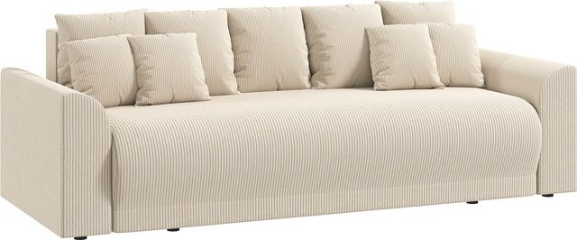 HOMCOM Schlafsofa 3-Sitzer mit Schlaffunktion und Stauraum aus Cord, Beige, Breite: 230 cm - Bild 1