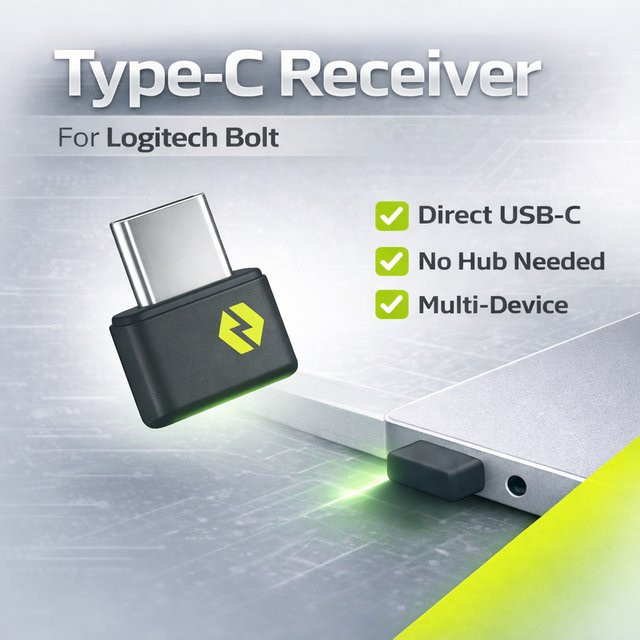 Logitech Dual-Interface Wireless Adapter für Bolt-fähige Geräte mit USB-A und USB-C Anschluss in Schwarz - Bild 1