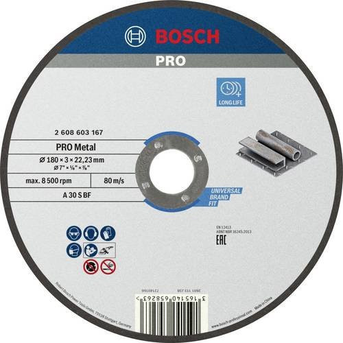 Bosch Trennscheibe gerade für Metall, Durchmesser: 180 mm, Bohrung: 22,23 mm, Farbe: Grau - Bild 1