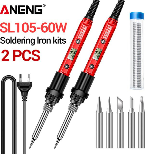 ANENG SL104/SL105 Elektrischer Lötkolben in Rot, einstellbares Profi-Lötkit für Reparaturarbeiten - Bild 1