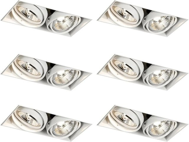QAZQA Set mit 6 einflammigen Trimless Einbaustrahlern GU10 in Weiß, verstellbar, Durchmesser: 70 mm - Bild 1