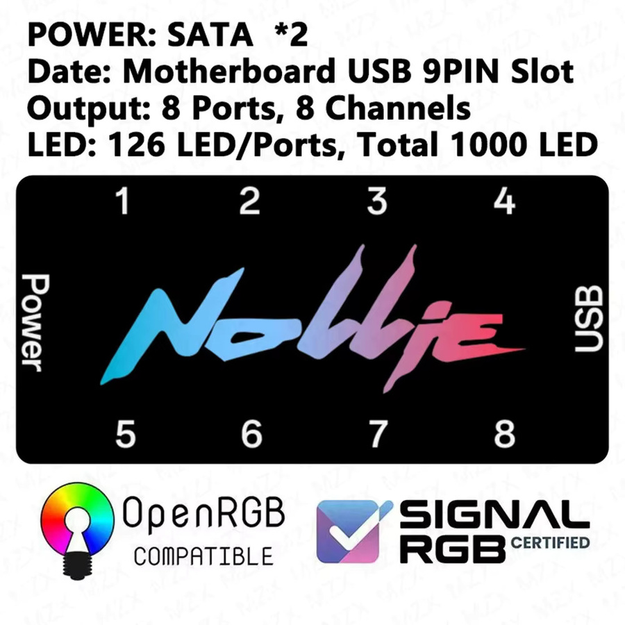 MZX ARGB Asynchroner Controller 5V 3PIN Lichtstreifen-Hub für PC-Lüfter und RGB-Zubehör in Schwarz - Bild 3