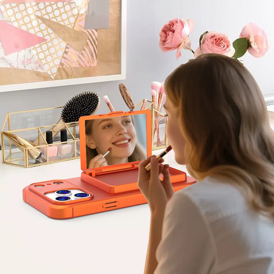 Apple Flip-Kartentasche mit Spiegel und Kartenfach für iPhone 17, 16 Pro Max, 16 Pro, 16 Plus und 16 Air in Blau oder Orange - Bild 6