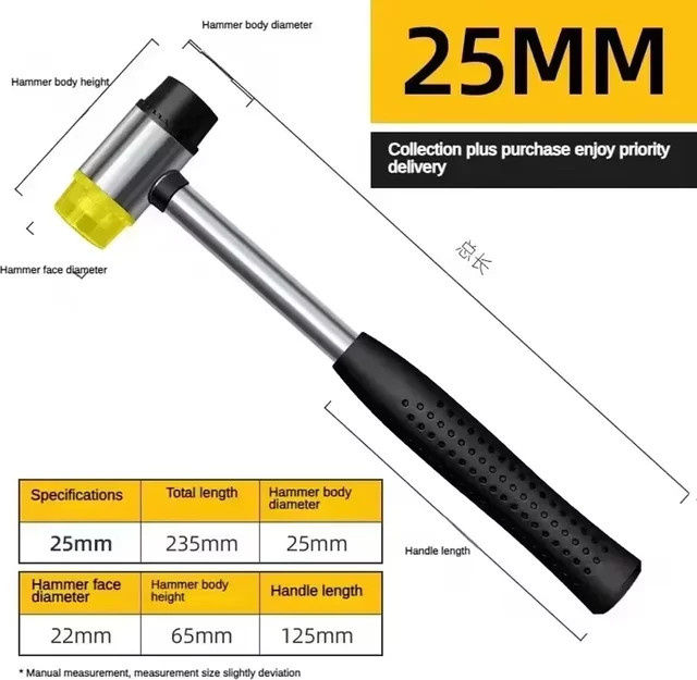 PINTUDY Multifunktionales Verglasungswerkzeug mit 25 mm Doppelkopfhammer aus Nylon und weichem Gummi in Mehrfarbig - Bild 1