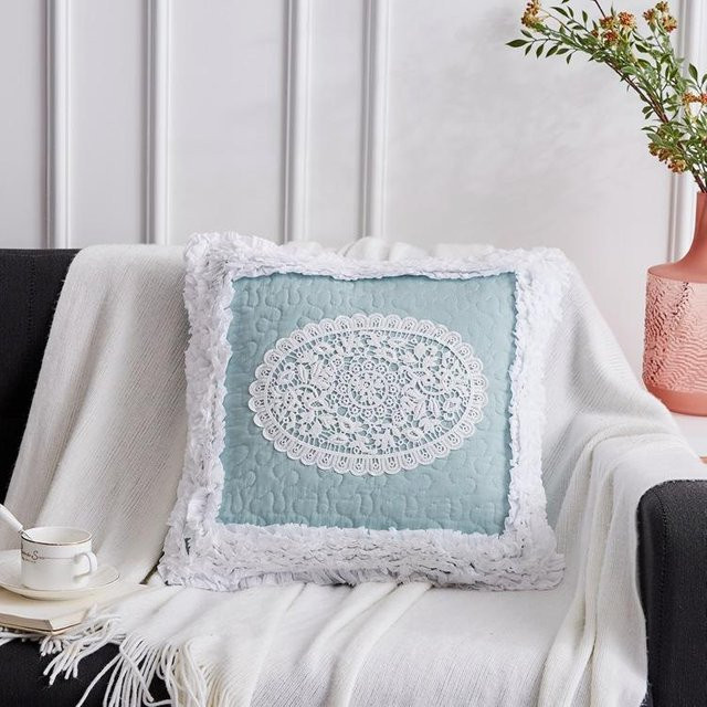JMG Clothing Kissenhülle aus Baumwolle und Plüsch in Blau, minimalistisches Zierkissen für Sofa und Büro, B/T: 50 x 50 cm - Bild 1