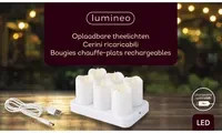 LUMINEO LED Teelicht in Weiß mit Flicker-Effekt, USB-aufladbar und modernem Design - Bild 1