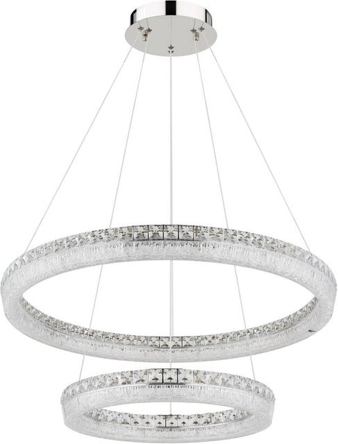 GLOBO Hängeleuchte LAUREL in Chrom und Klar, dimmbar mit Fernbedienung, LED, H x B x T: 120 x 80 x 80 cm - Bild 1