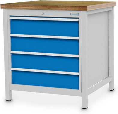 Bedrunka + Hirth Kastenwerkbank aus Stahl und Holz in Grau und Blau, B/H/T: 81 x 85,9 x 75 cm - Bild 1