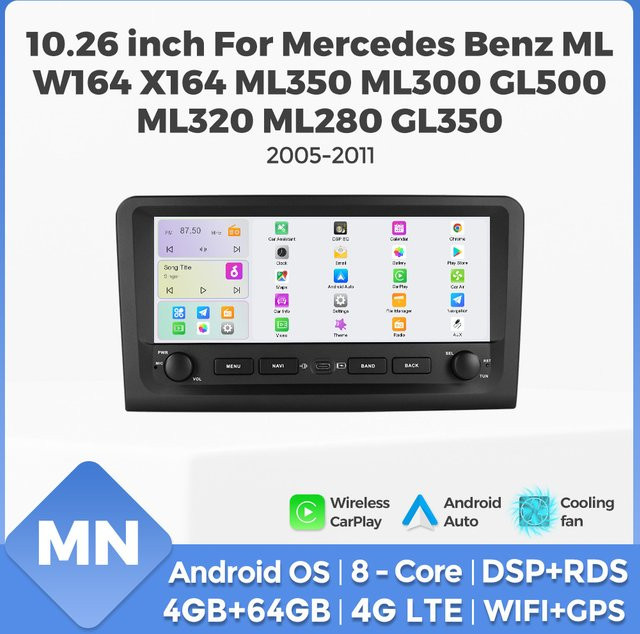 MEKEDE & NAVIFLY 2 Din Autoradio Multimediaeinheit für Mercedes Benz ML W164 X164 und GL Modelle, Schwarz - Bild 1