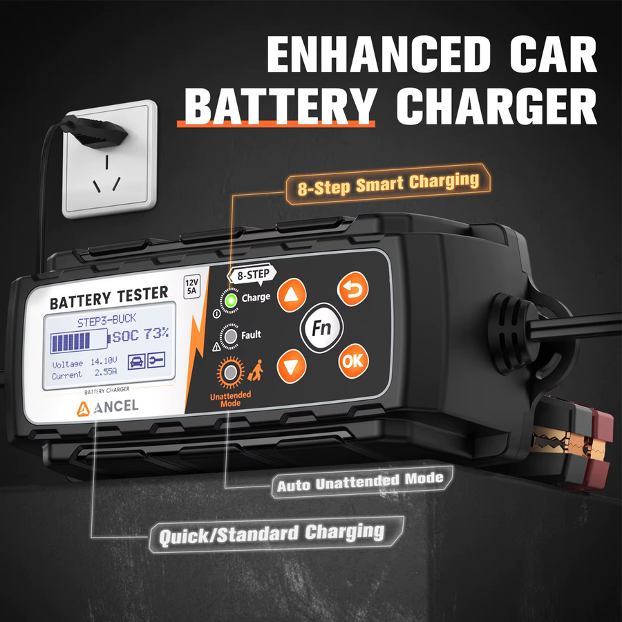 ANCEL BT521 12V Autobatterie-Wechsler und Batterietester in Schwarz für AGM, GEL und Blei-Säure-Batterien zur Kfz-Reparatur und Diagnose - Bild 5