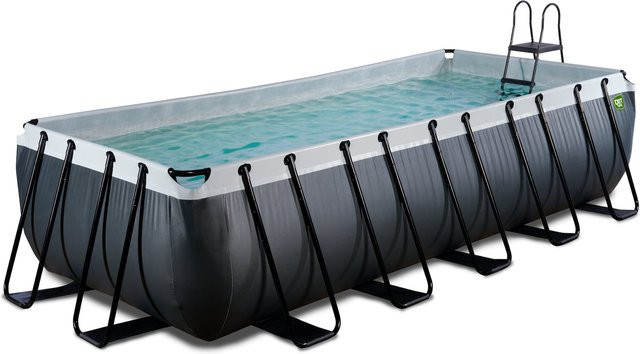 EXIT Black Leather Pool rechteckiger Rahmenpool mit Sandfilterpumpe und Poolleiter, schwarz, B/T/H: 540 x 250 x 122 cm - Bild 1