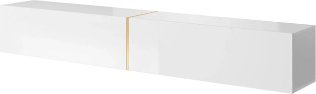 Selsey TV-Hängeboard Bisira in Weiß und Gold, modern-minimalistisches Wandboard für dein Wohnzimmer, Breite: 200 cm - Bild 1