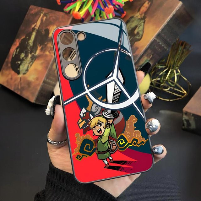 Handyhülle im Cartoon Anime Zelda Design für Samsung Galaxy S24 S23 S22 S21 S20 A54 A34 A24 A53 Note20 M54 FE Ultra Plus mit Glaselement in Multicolour - Bild 1