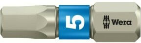 Wera Bit Innensechskant 5x25mm aus rostfreiem Edelstahl, 1/4" DIN 3126 C6,3, Farbe Silber - Bild 1