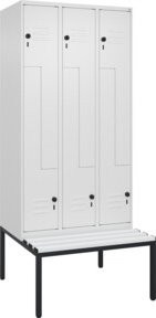 C+P Z-Spind Classic PLUS Sitzbank mit 6 Fächern und Sicherheits-Drehriegel, Kunststoff-Sitzfläche, B/T/H: 212,0 x 90,0 x 81,5 cm - Bild 1