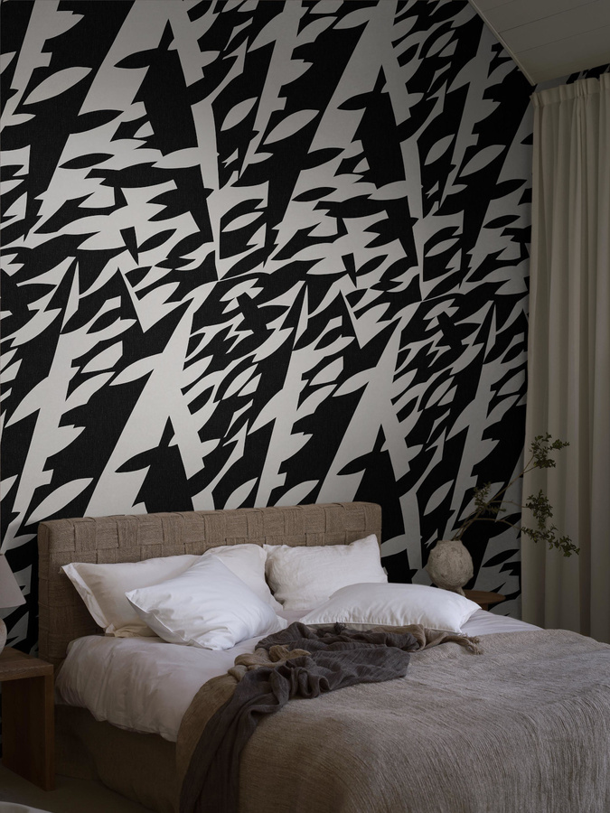 Boråstapeter Studio Mural Karl Axel Pehrson Delfinisk Rörelse Wandtapete in Schwarz-Weiß mit abstraktem Design - Bild 3