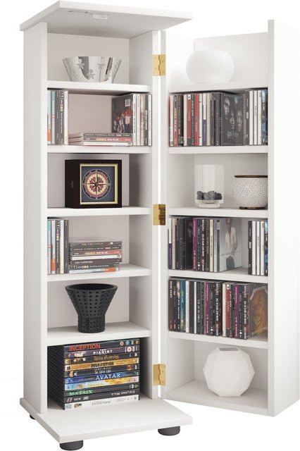 VCM CD DVD Stand Regal aus Holz mit abschließbarer Tür und 10 variablen Einlegeböden, H x B x T: 93 x 31 x 31 cm - Bild 1