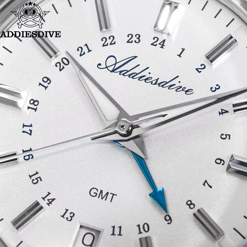 ADDIESDIVE Herren GMT Quarzuhr, Edelstahl, Weiß, 10 ATM - Bild 4