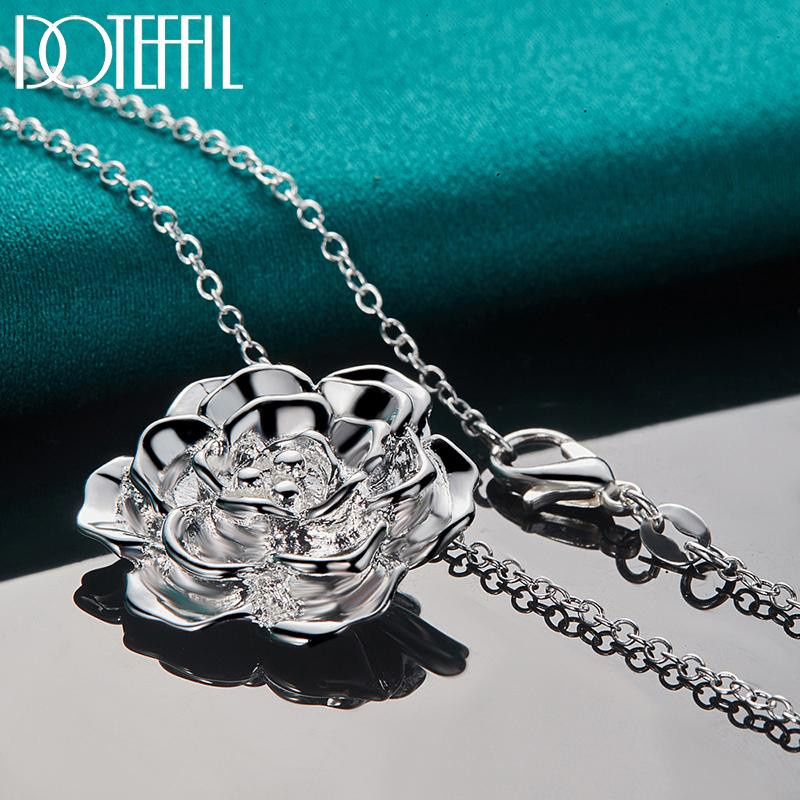 DOTEFFIL Blumenhalskette, 925 Silber, Schlangenkette, 45 cm, Damen - Bild 3