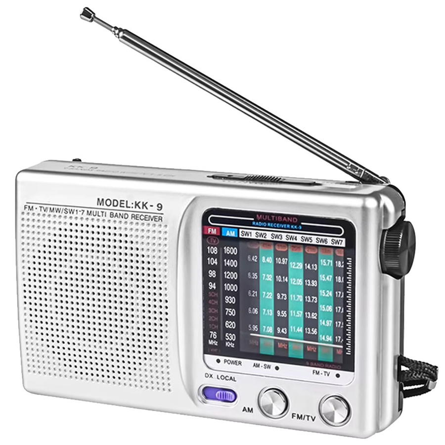 ALLOET Tragbares Mini-Radio mit LCD-Display und Teleskopantenne, SW/AM/FM, in Schwarz oder Silber - Bild 4