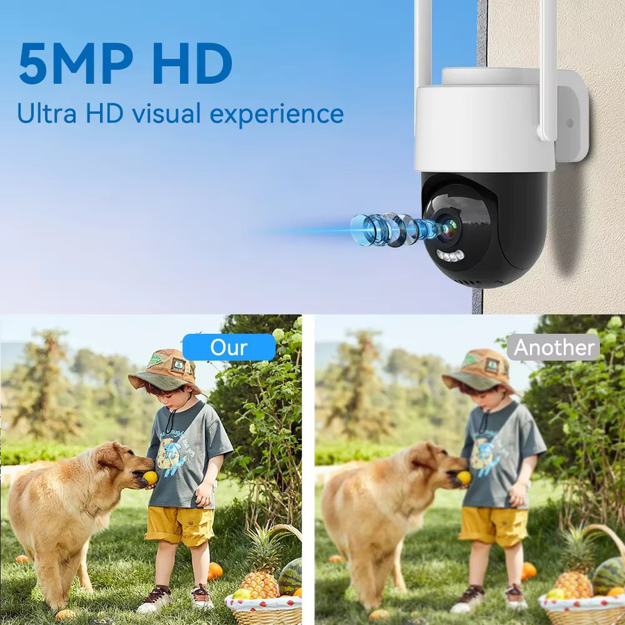 Tuya WLAN PTZ-Außenkamera mit 5MP Auflösung, 5-fach Zoom, Vollfarb-Nachtsicht und Personenverfolgung in Weiß - Bild 3