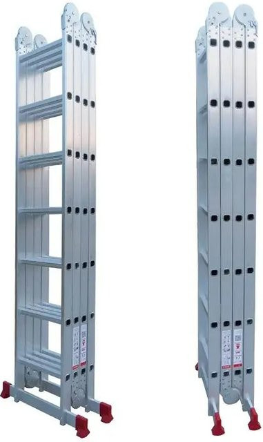 Aluminium Mehrzweck-Kombinationsleiter für den Außenbereich in Schwarz und Silber, faltbar und EN131-zertifiziert - Bild 1