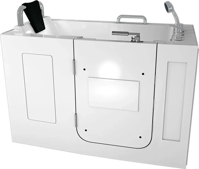 AquaVapore Sitzwanne Whirlpool Badewanne mit Tür S07WP-B-L, Farbe: Weiß, B/T: 140 x 76 cm - Bild 1