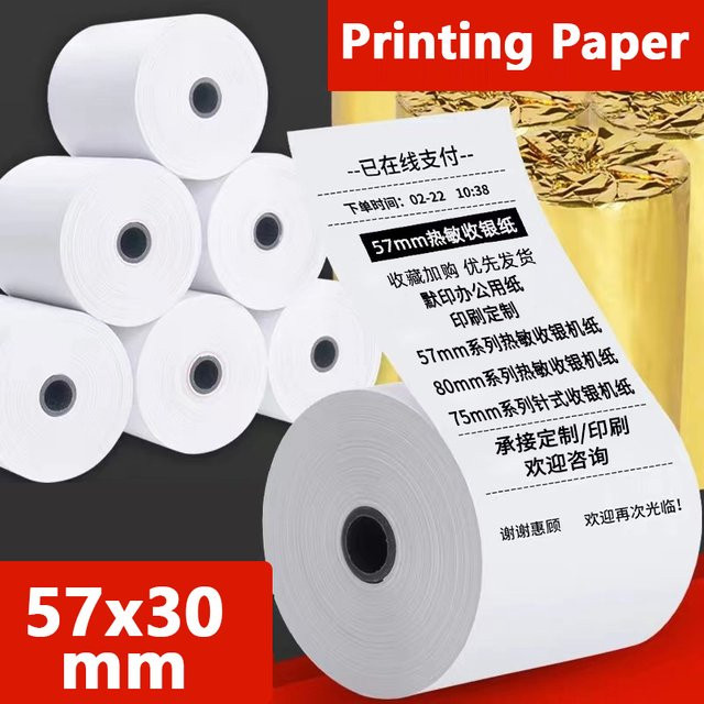 Buntes Selbstklebe-Etikettenpapier für Mini-Tragbare-Drucker, Foto- und Labeldruck, B/H: 57 x 30 mm, Weiß/Mehrfarbig - Bild 1