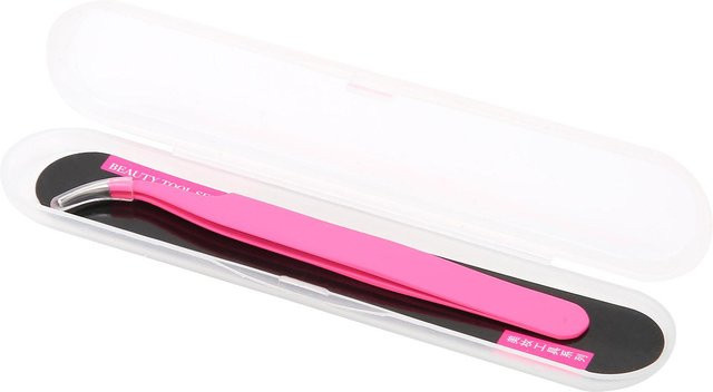 Koogeelife Wimpernverlängerungs-Pinzette, Edelstahl, pink - Bild 1