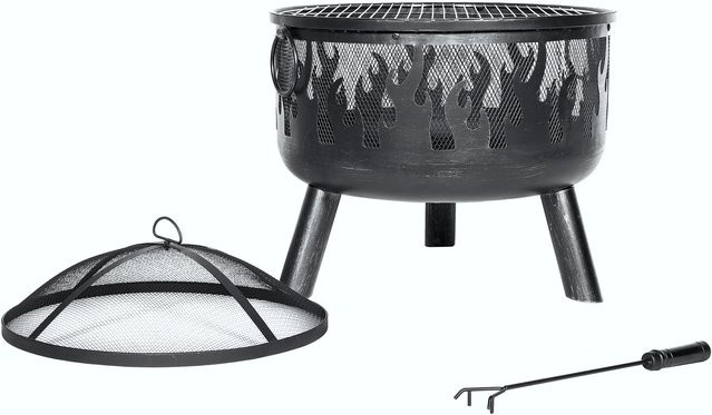 Buschbeck Feuerschale Faya in Schwarz aus pulverbeschichtetem Stahl inklusive verchromtem Grillrost und Funkenschutz, B/T/H: 52 x 52 x 56 cm - Bild 1