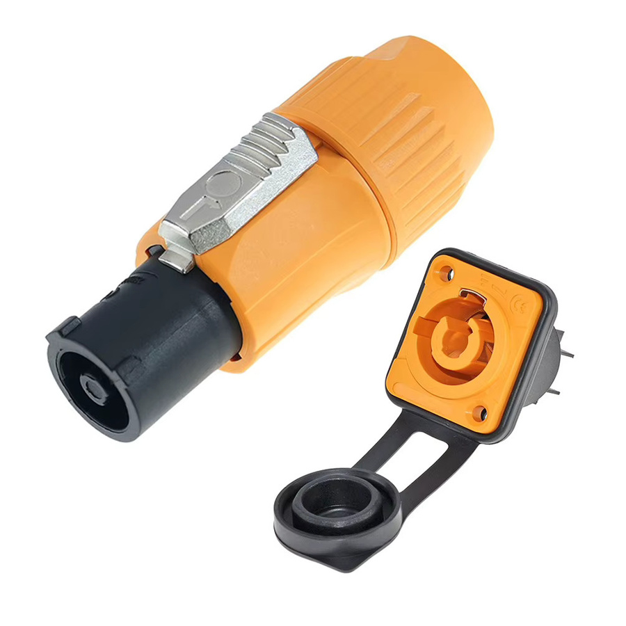 FRHY Powercon Adapter Set 3-Pin 20A 250V Stecker und Buchse für Panel Mount, IP65 Wasserdicht mit Locking-Funktion, braun - Bild 2
