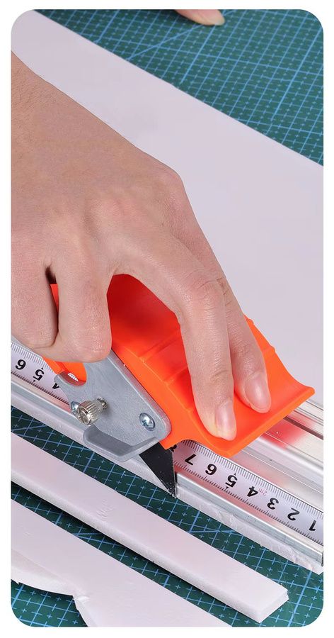 Manueller Papierschneider mit verschiebbarer Schneide und Lineal mit Doppelskala aus Aluminium für Fotos, Schaumstoffplatten und Folien - Bild 3