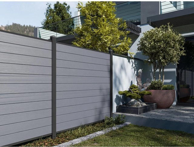 Belladoor WPC Steckzaun Hellgrau B/H: 180 x 180 cm - Bild 1
