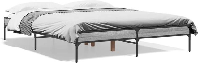 vidaXL Bettgestell in Grau Sonoma aus Holzwerkstoff und Metall, B/T/H: 150 x 200 x 30 cm - Bild 1