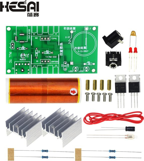 HESAI Mini-Musikspule Plasma-Lautsprecher DIY-Kit mit 15W Tesla-Drahtloser Übertragung für DC 15-24V - Bild 1