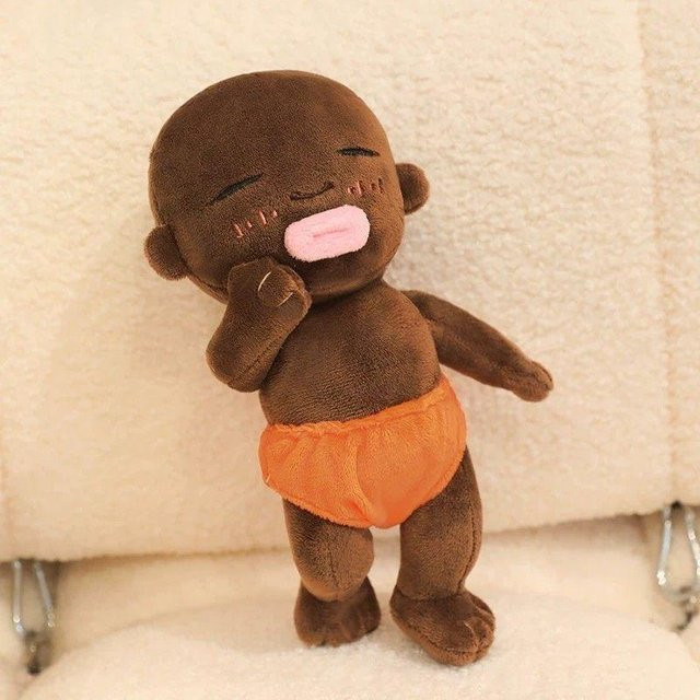 Yiran Health & Beauty Natasha Schwarze Baby Plüschpuppe, Kuscheltier, 25cm, ab 14 Jahren - Bild 1