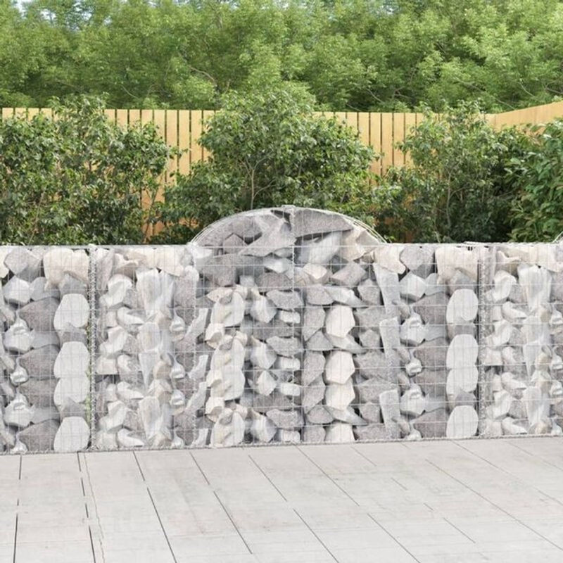 Vidaxl Gabionen mit Hochbogen Set aus verzinktem Eisen in Silber und Grau, 4 Stück, B/T/H: 200 x 30 x 100/120 cm - Bild 1