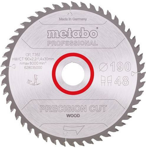 Metabo Kreissägeblatt für Holz, Carbide Tipped, Silber, Durchmesser: 190 mm - Bild 1