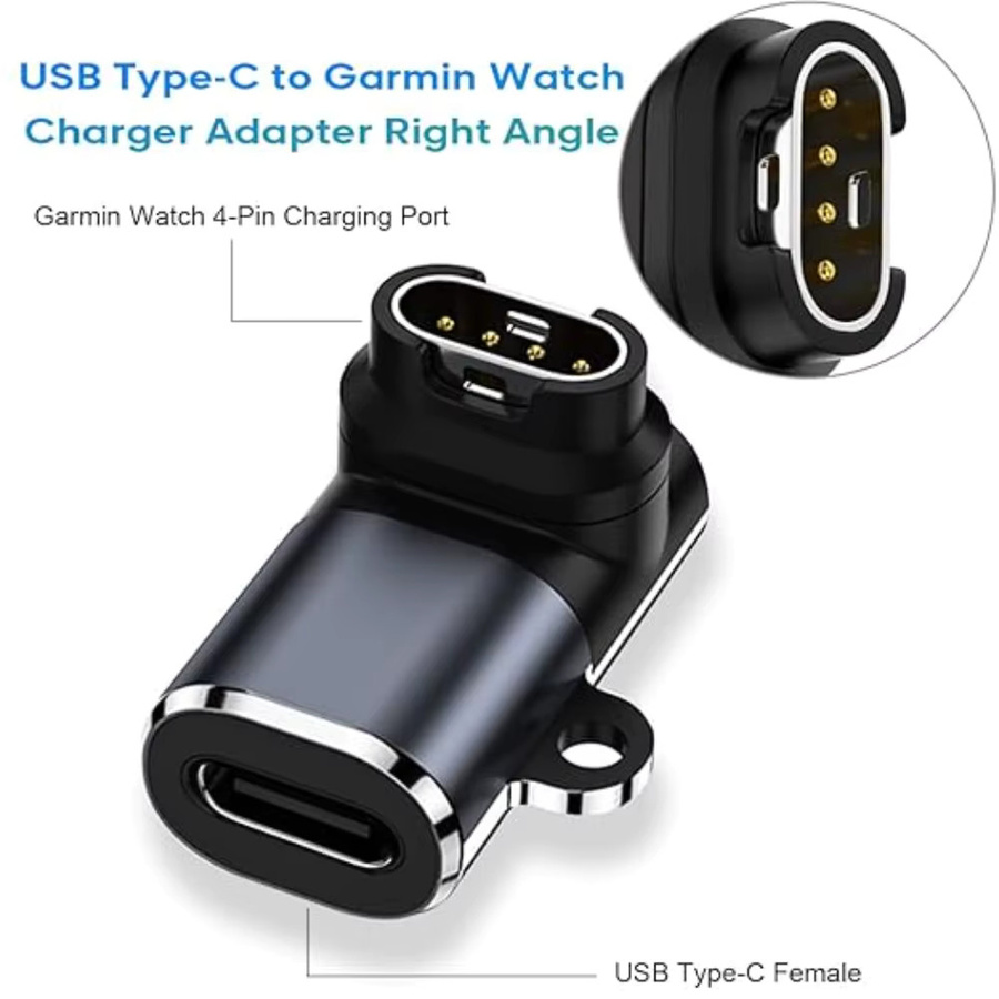 USB-C Ersatzladegerät kompatibel mit Garmin Forerunner 965 955 945 935 745 265 255 245 165 55 45 Smartwatch Ladekabel in Schwarz und Blau - Bild 2