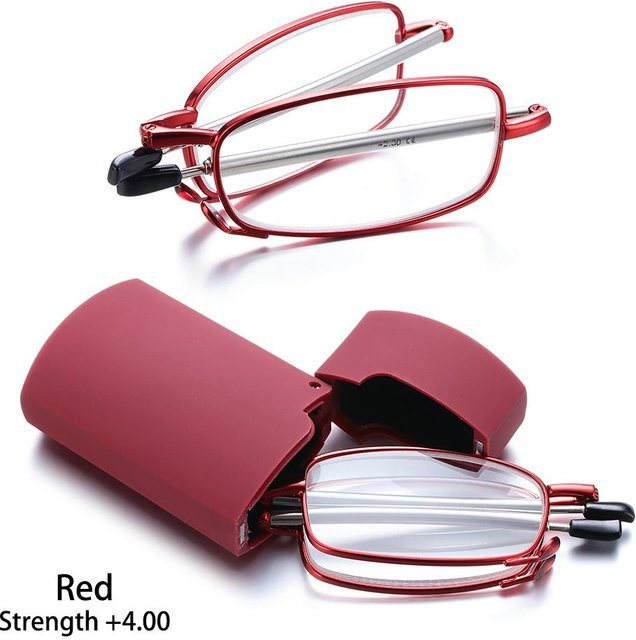 Mingbo Lesebrille, Metall, Vollrand, rechteckig, Unisex, Red - Bild 1