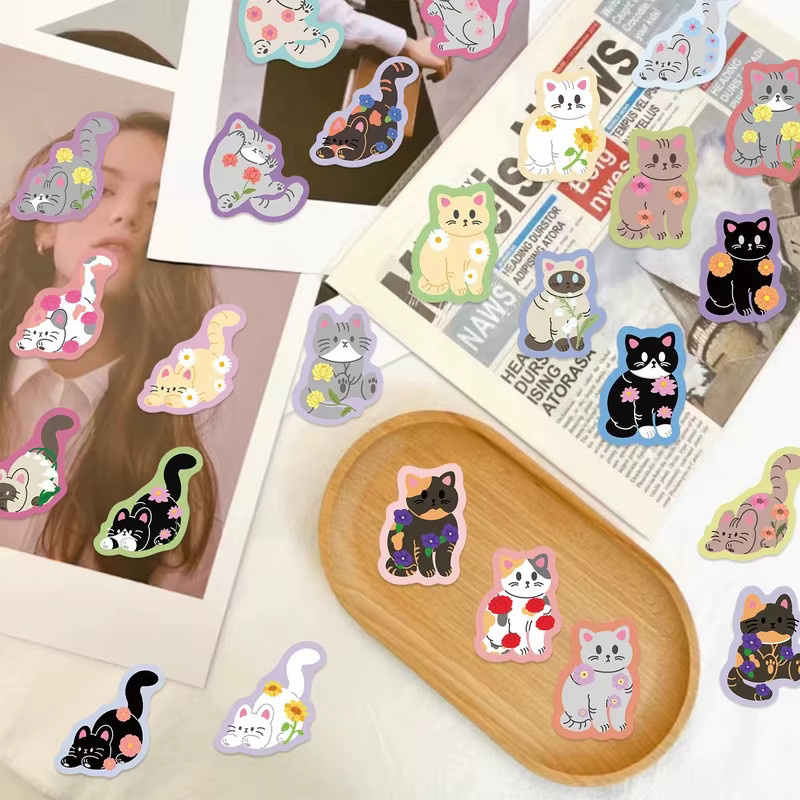 MYGVN Katze Blume Cartoon Bild Graffiti Aufkleber, 50-teiliges Set, multicolour - Bild 4