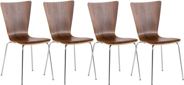 TPFLiving 4er Set Besucherstuhl Jaron mit Holzsitz in Walnuss, stapelbar, B/T/H: 50 x 45 x 84 cm - Bild 1