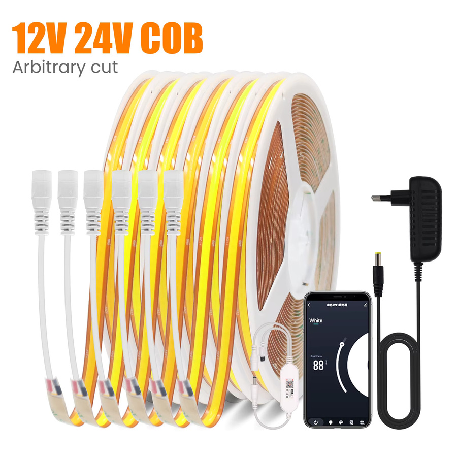 HEGEHE COB LED-Streifen mit 720 LEDs/m, flexibler CCT-Streifen mit WiFi und Bluetooth zur Heimdekoration, weiß - Bild 4